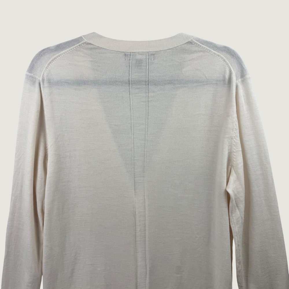 Banana Republic Cardigan Womens Large Ivory Merino Wool V-Neck Button Pockets - Picture 6 of 12